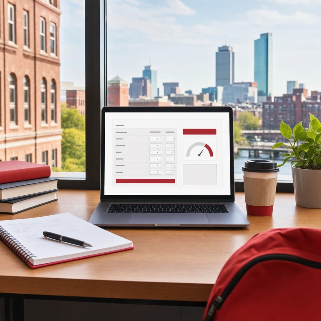 Laptop with GPA calculator for Boston University students
